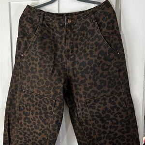 So Me Animal Print Wide Leg Pants - Brown and Black